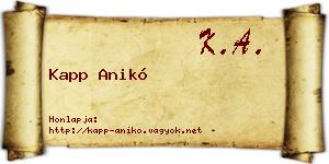 Kapp Anikó névjegykártya